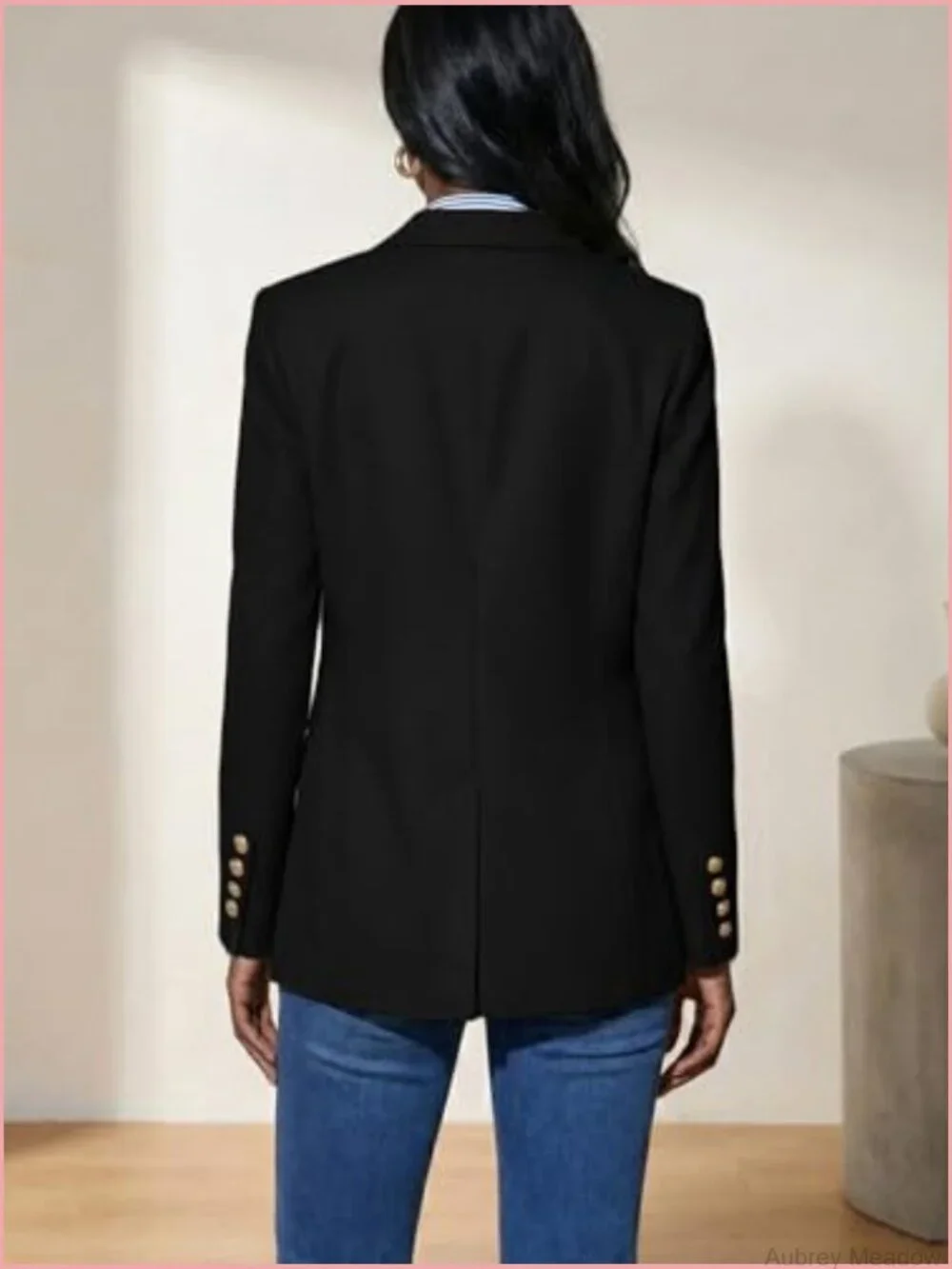 Double Breasted Blazer - Open Front Full Lined Loose Work Office Jacket
